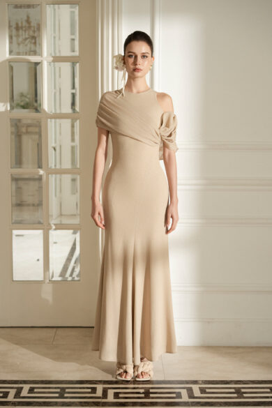 One-Shoulder Draped Mermaid Dress