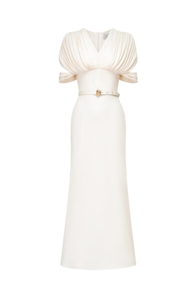 Echo Drape Dress in White