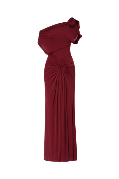 Orchid Drape Gown in Red