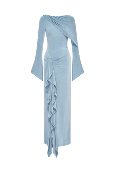 Starlit Ruffle Gown in Blue