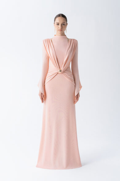 Celeste Crossover Gown in  Pink Mashmallow