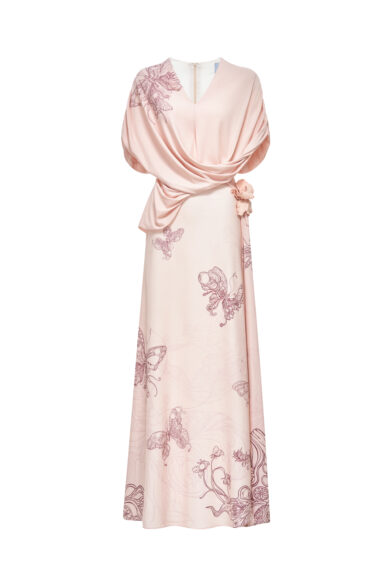 Amethyst Glow Fishtail Dress in Pale Peach